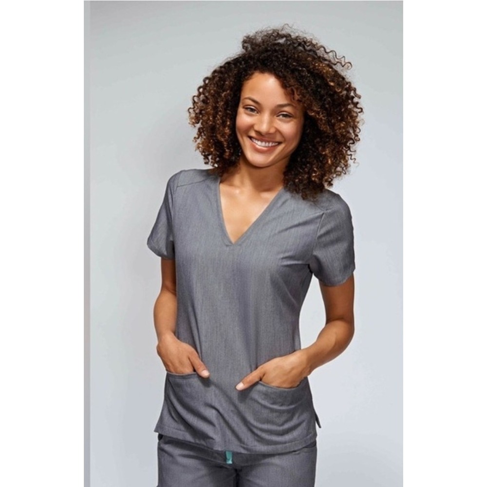 Figs Casma Tech 3 Pocket Scrub Top Sz S Graphite Gray Nurse Hospital Healthcare